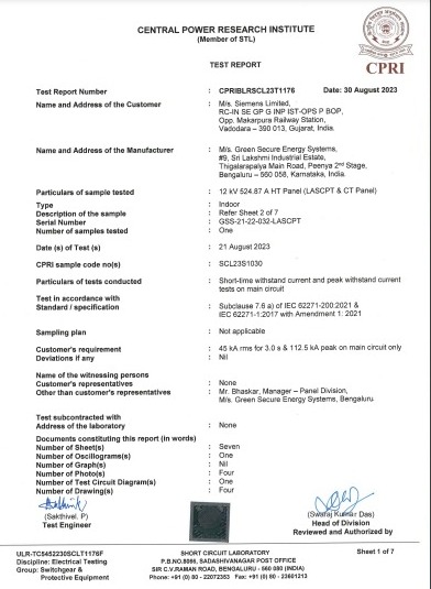 CPRI TEST REPORT - Certificate